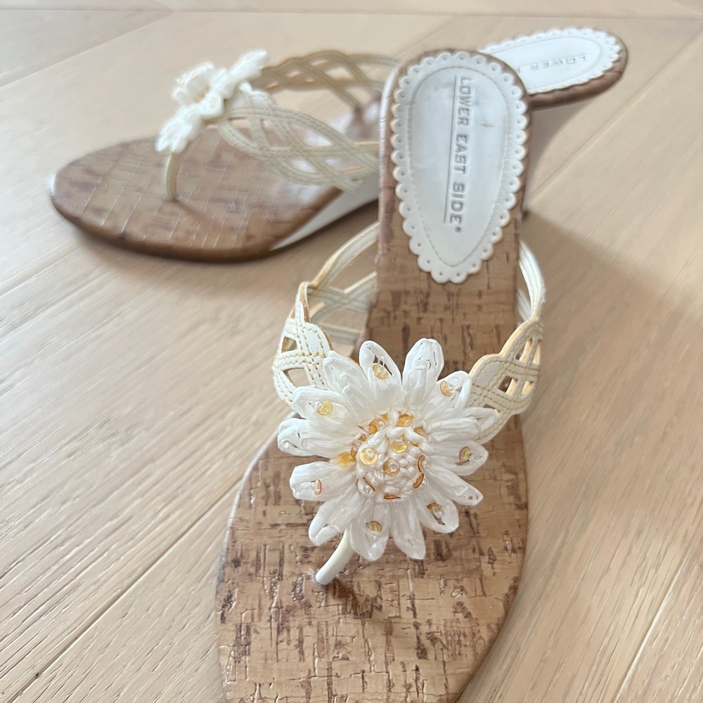 Lower East Side Cream Floral Wedge Sandals